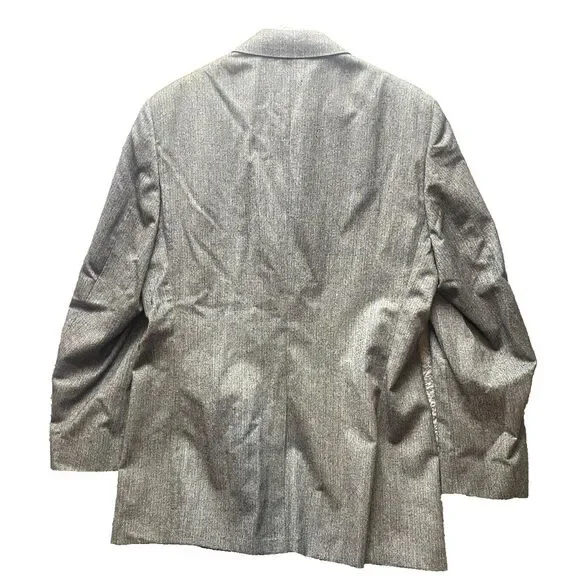 VTG Curlee 2 Piece Suit Mens 46 Gray Virgin Wool Sport Coat Blazer Dress Pants‎